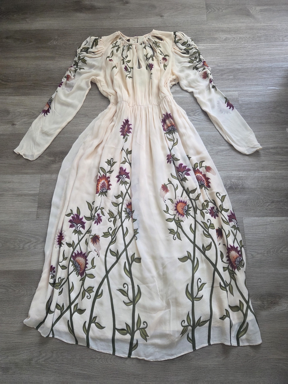 FARM Rio Cream Maxi Dress with Multicolor Floral Embroidery - Picture 6 of 8